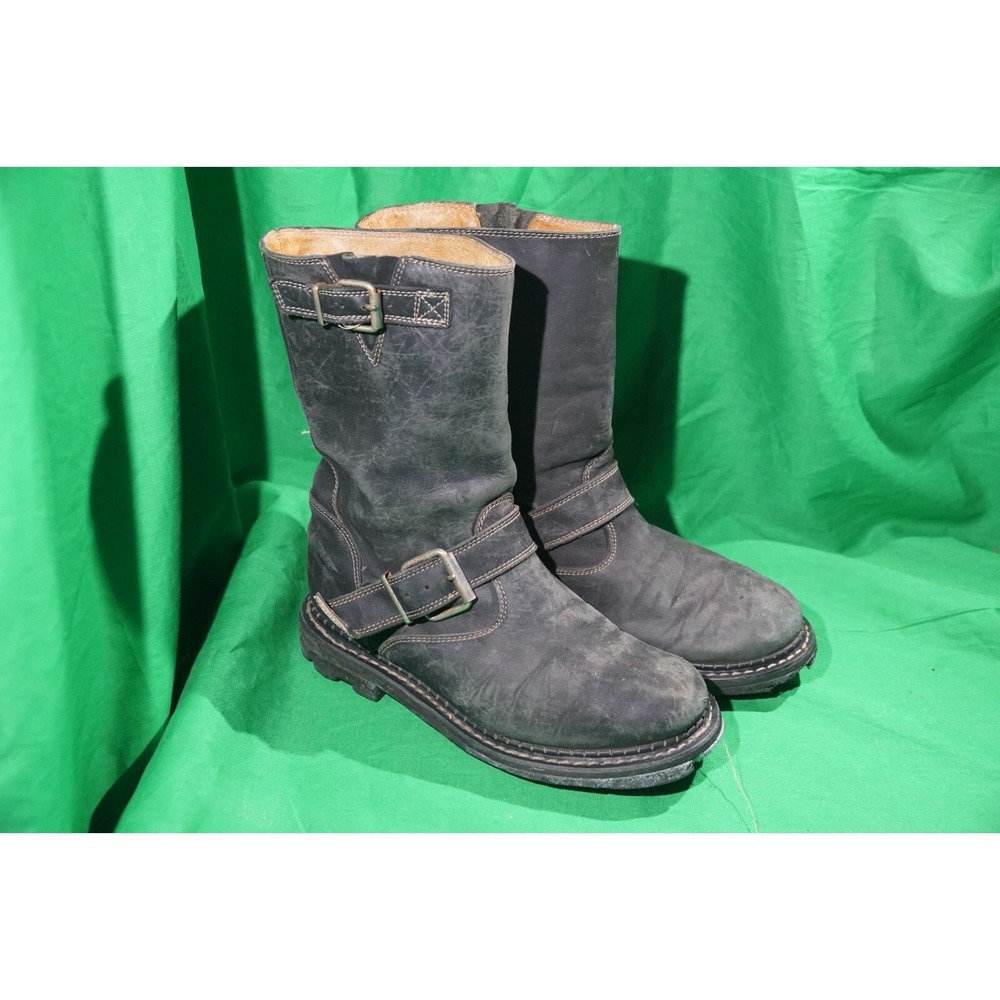 John Fluevog Mens Angels Sole Boots Black Leather Biker Moto US 7